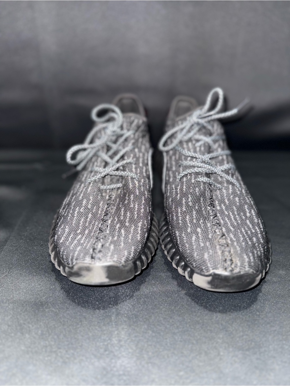 adidas Men's Grey Black Knit Athletic Sneakers
